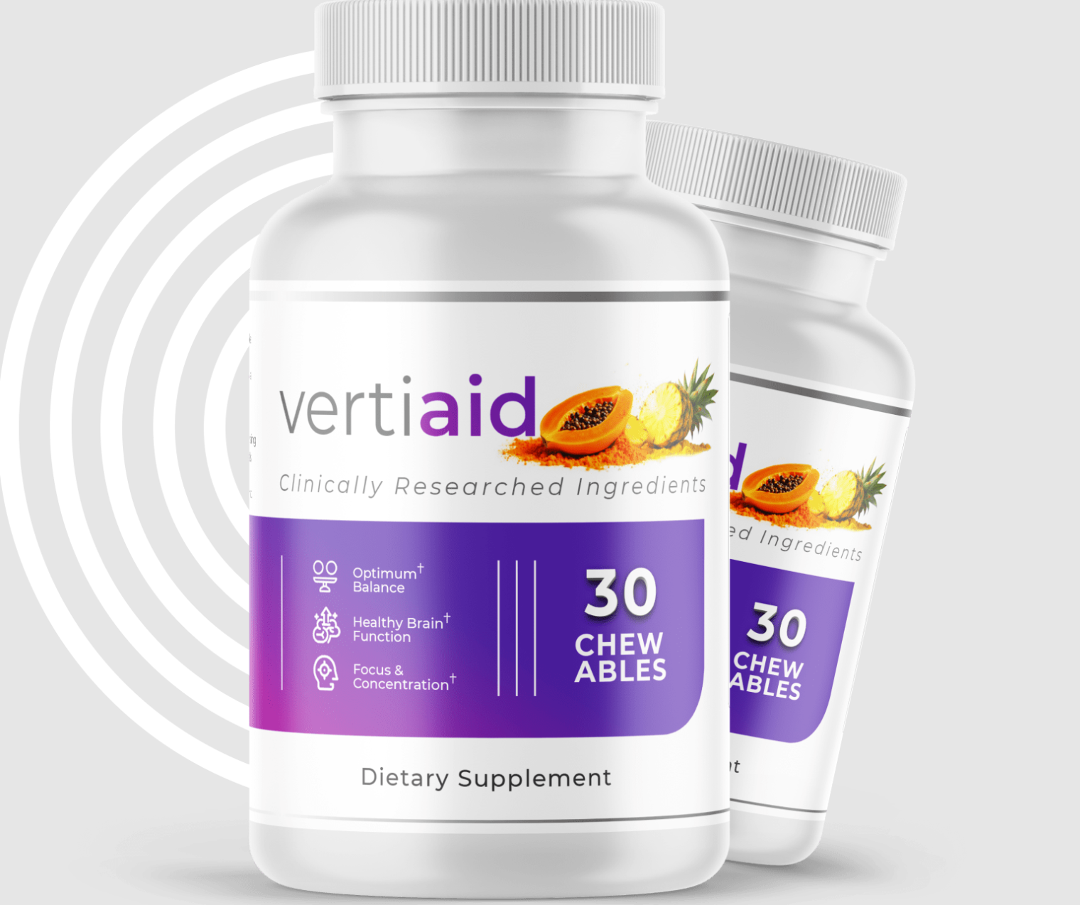 VertiAid Healthy Brain Function bottle with clinically researched ingredients